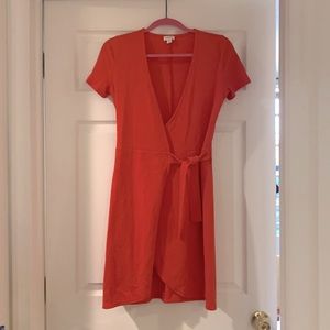 J. Crew Factory bright red wrap dress. Textured fabric. Size XXS.